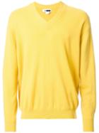 H Beauty & Youth. V-neck Dropped Shoulder Jumper, Men's, Size: Small, Yellow/orange, Wool
