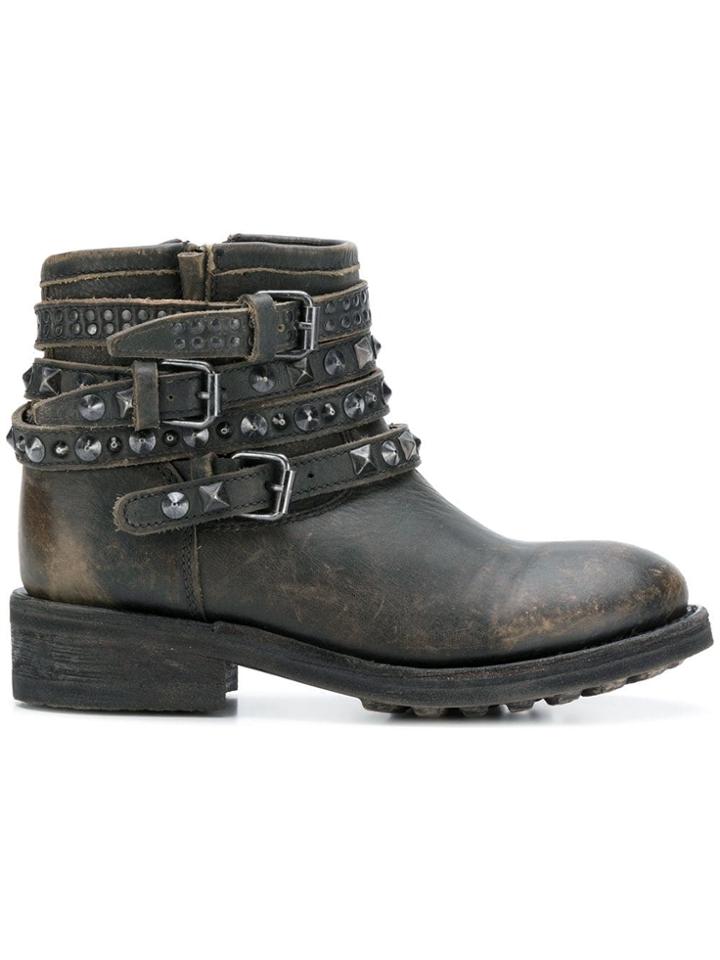 Ash Buckled Ankle Boots - Black