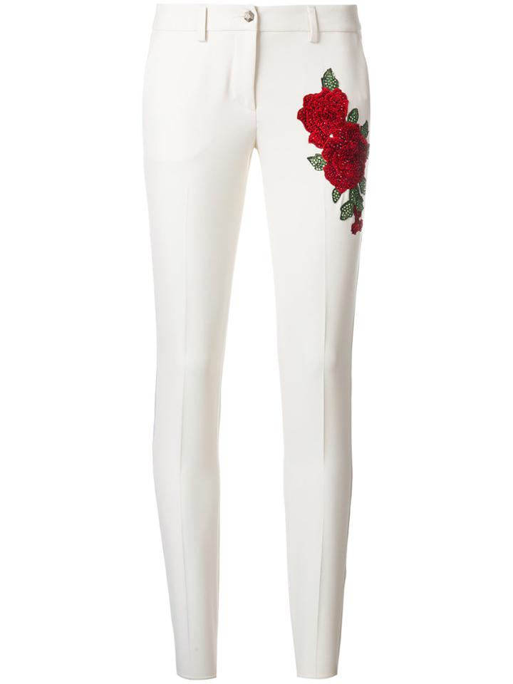 Philipp Plein Rose Embellished Skinny Trousers - Nude & Neutrals