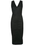 Rick Owens Fitted V-neck Dress - Black