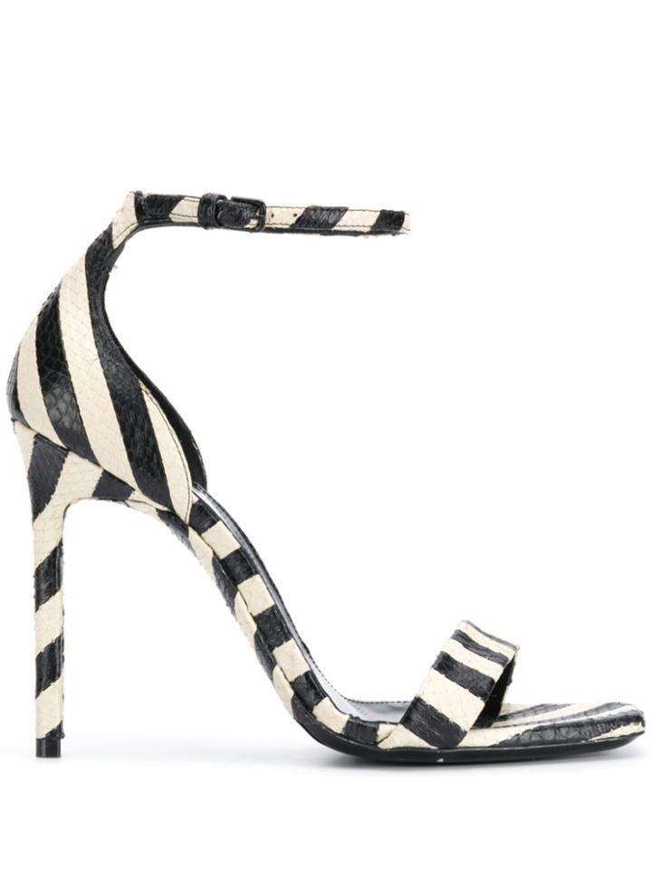 Saint Laurent Amber Striped Sandals - Black