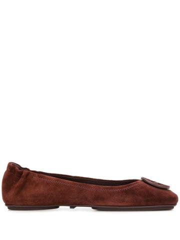 Tory Burch Logo Plaque Ballerina Shies - Brown