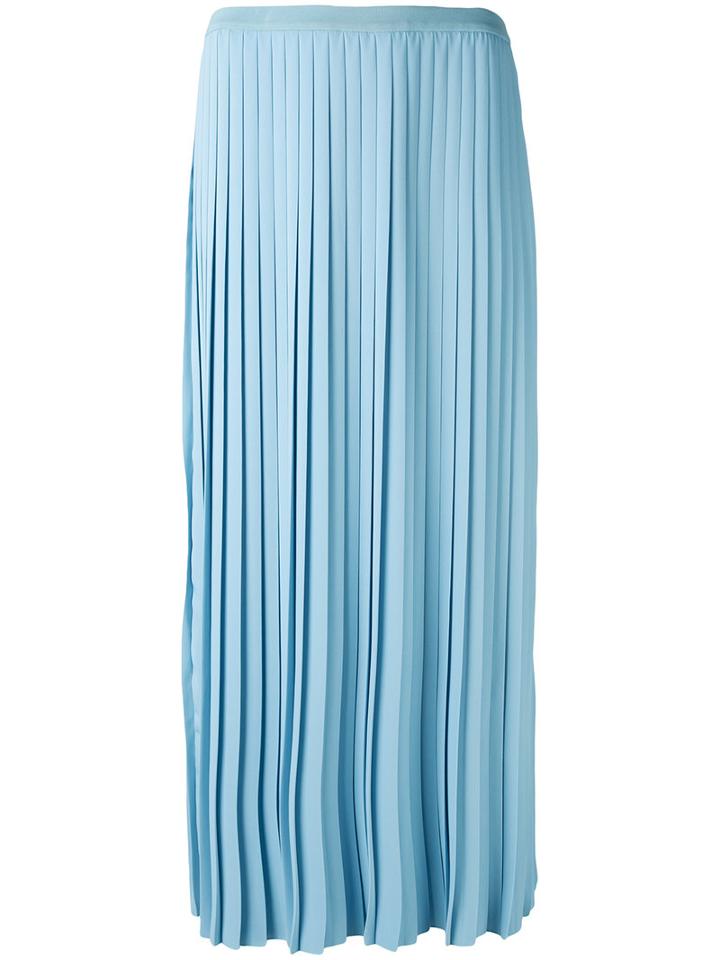 Mm6 Maison Margiela - Pleated Skirt - Women - Cotton/polyester/spandex/elastane - 40, Blue, Cotton/polyester/spandex/elastane