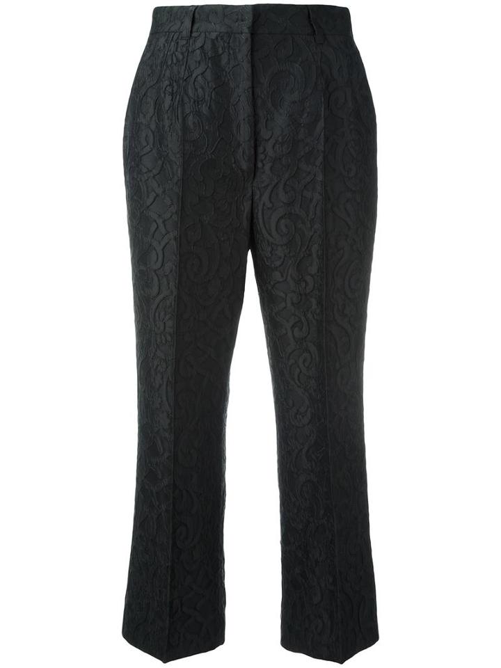 Dolce & Gabbana Jacquard Cropped Trousers, Women's, Size: 40, Black, Acrylic/polyester/acetate