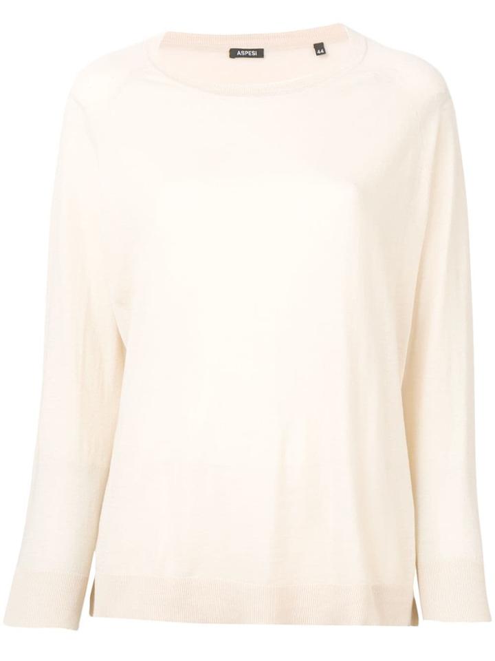 Aspesi Round Neck Knitted Jumper - Neutrals