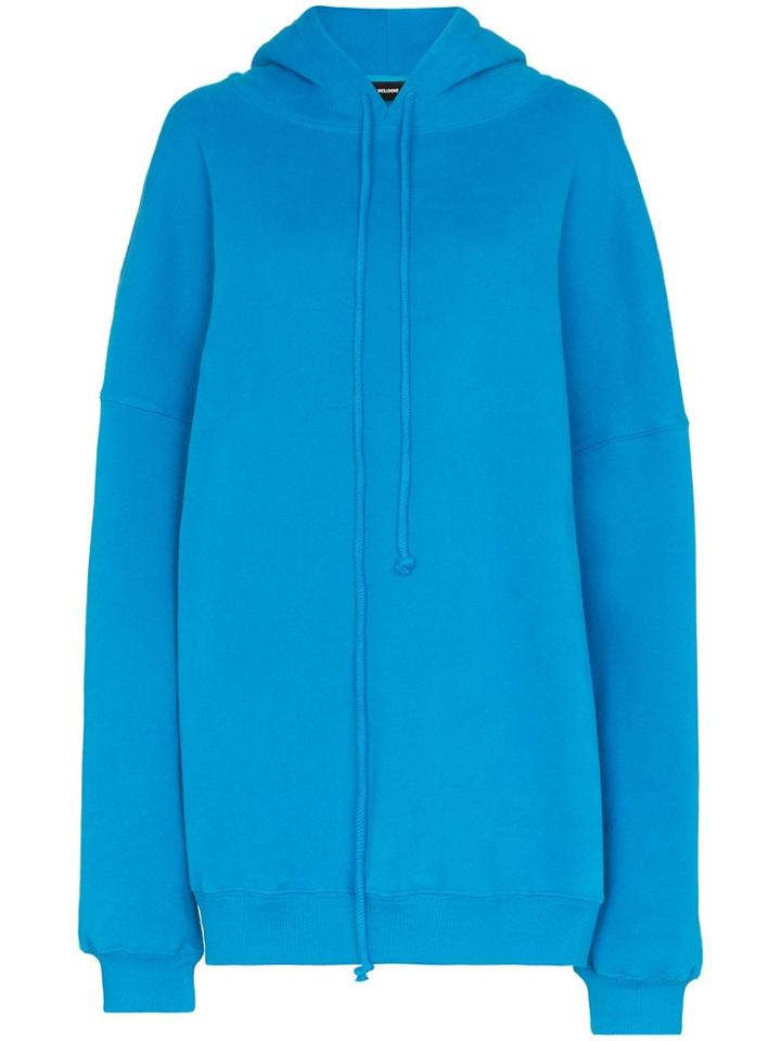 We11done Oversized Logo Print Hoodie - Blue