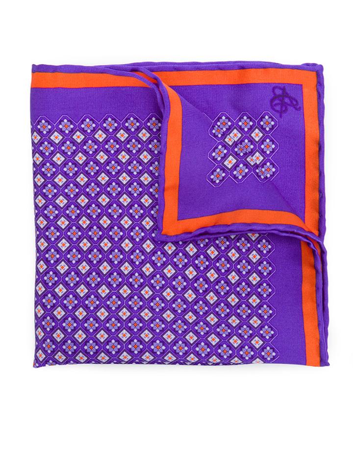 Canali Diamond Flower Pocket Square - Pink & Purple