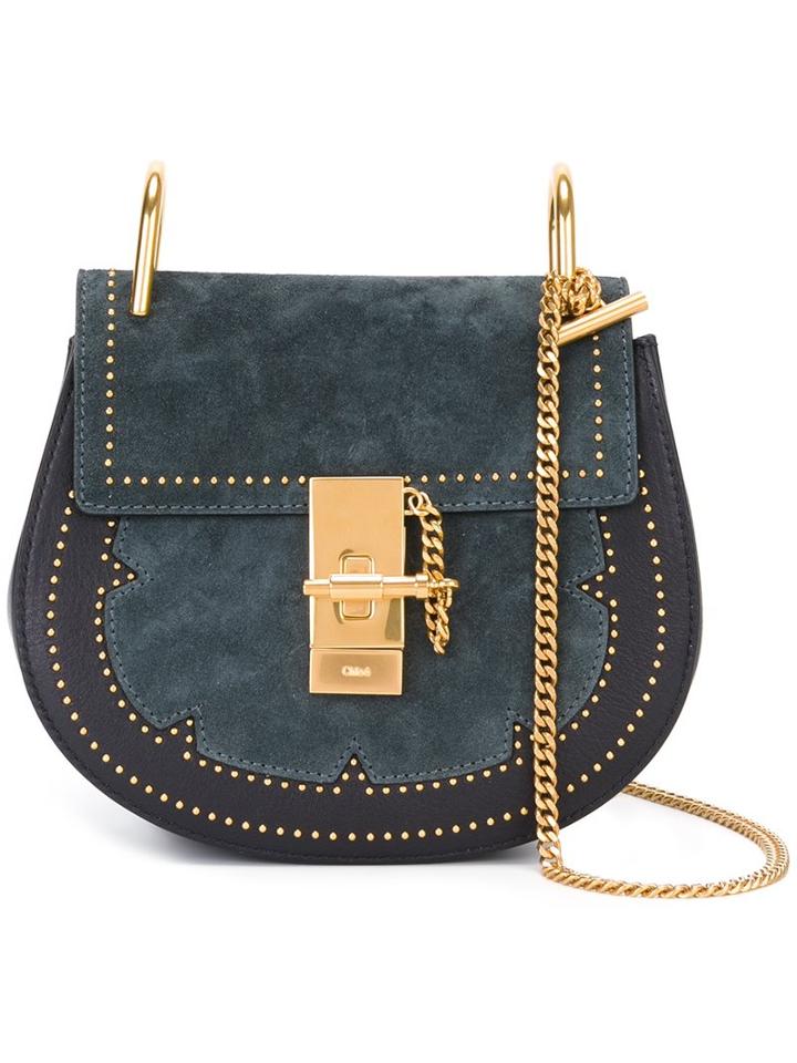 Chloé Studded 'drew' Shoulder Bag, Women's, Blue