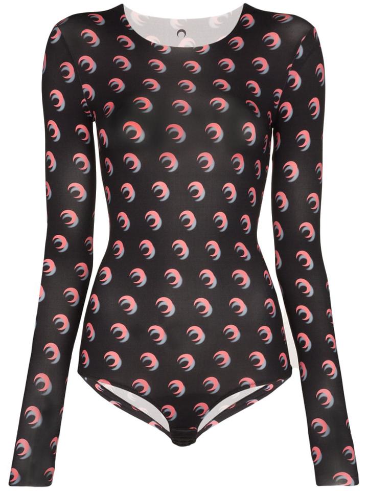 Marine Serre Moon Shadow Long Sleeve Bodysuit - Black
