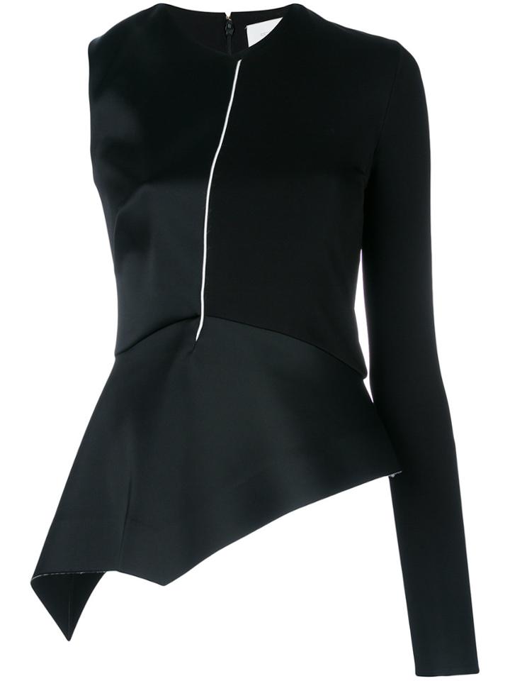 Esteban Cortazar Asymmetric Fitted Peplum Top - Black