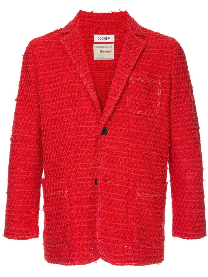 Coohem Solid Tweed Jacket - Red