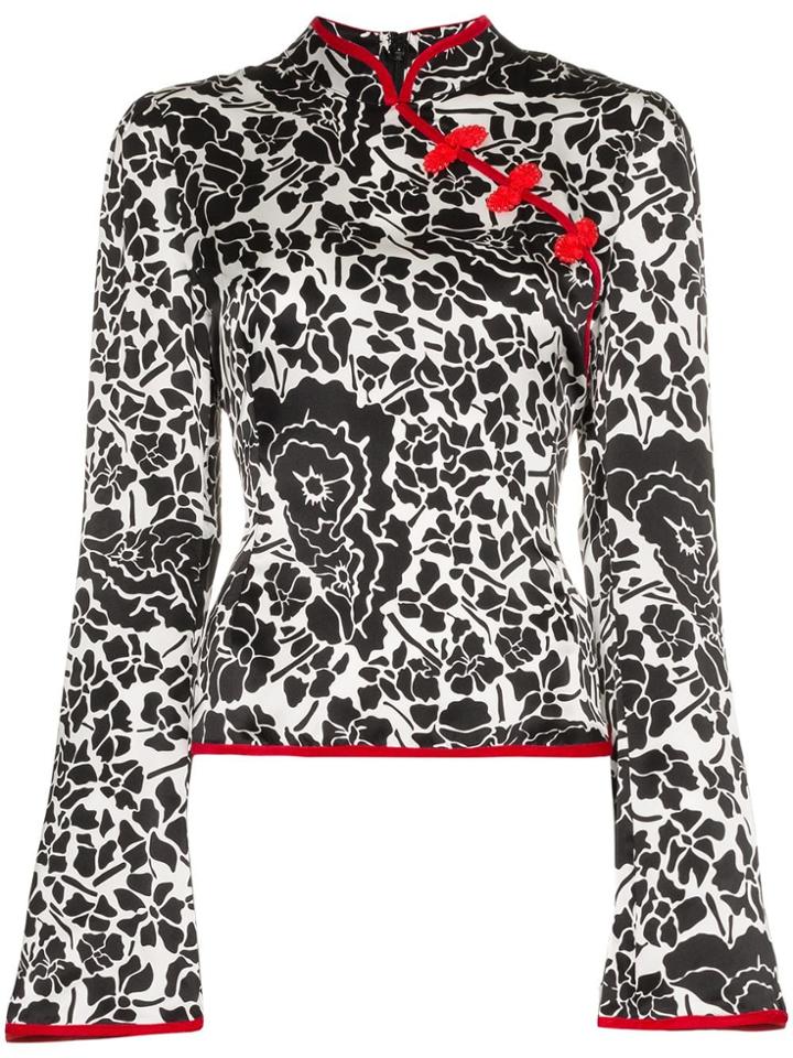 De La Vali Oriental Print Silk Top - Multicolour
