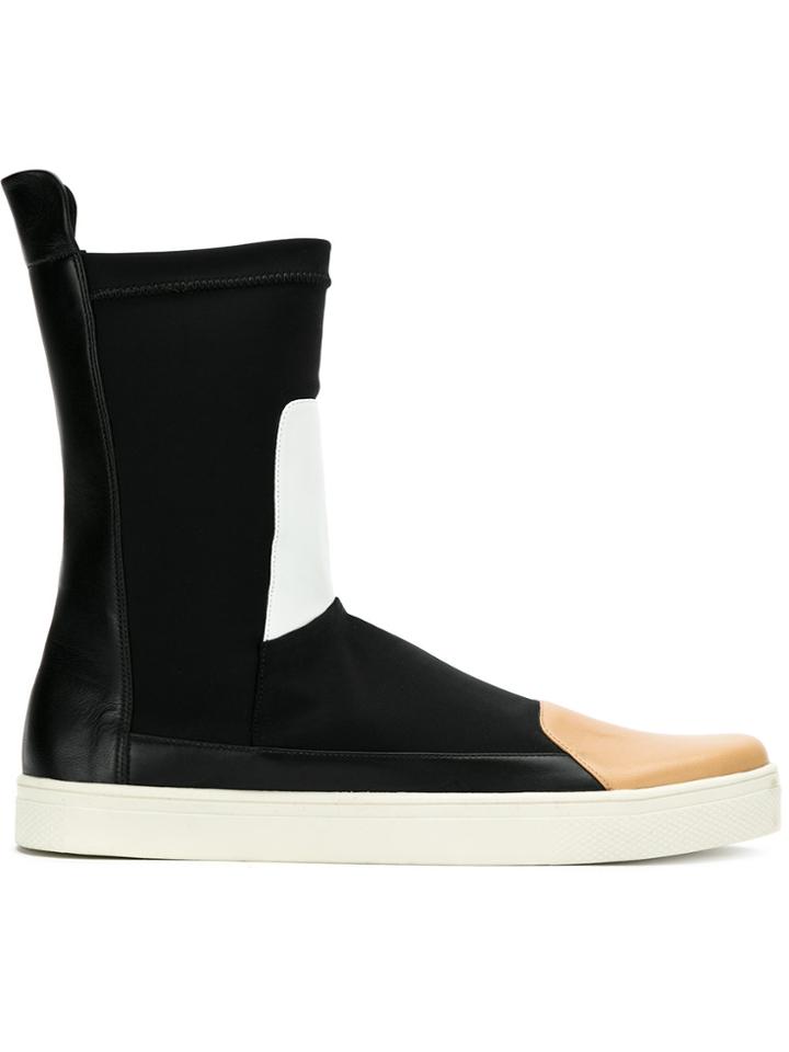 Gloria Coelho Mid Calf Panelled Sneakers - Black