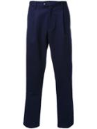 Taakk Pleated Detailing Cropped Trousers, Men's, Size: 2, Blue, Wool