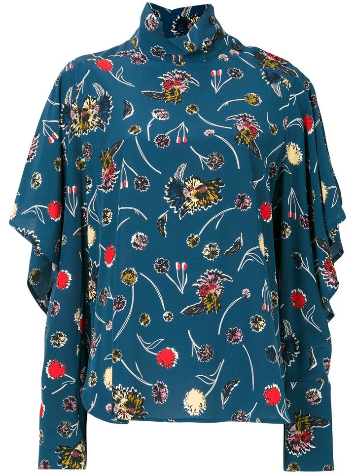 Marni - Dandelion Print Blouse - Women - Silk - 44, Blue, Silk