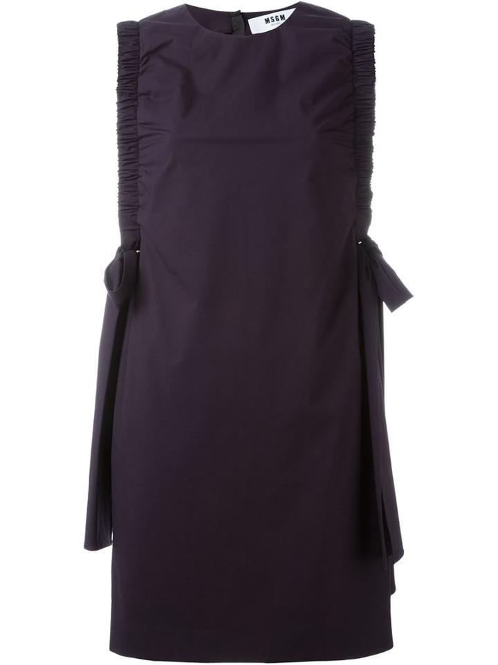 Msgm Bow Detail Mini Dress, Women's, Size: 40, Pink/purple, Cotton/polyurethane/spandex/elastane