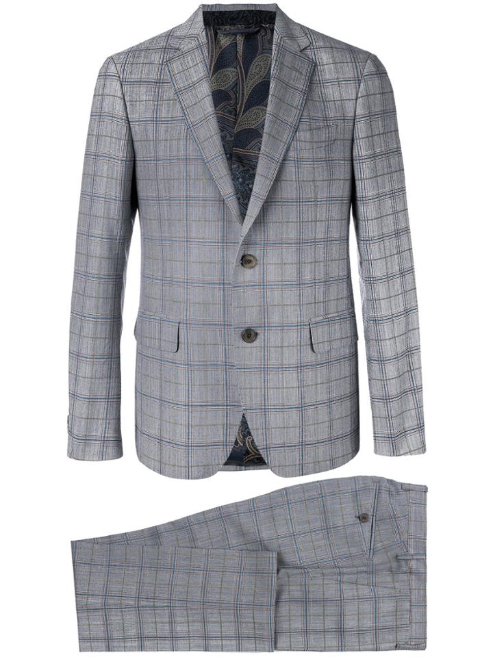 Etro Checked Formal Suit - Grey