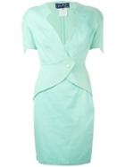 Thierry Mugler Vintage Diamond Neckline Skirt Suit - Green
