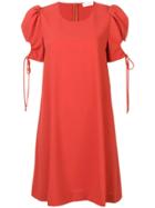 See By Chloé Gathered Sleeve Keyhole Dress - Orange