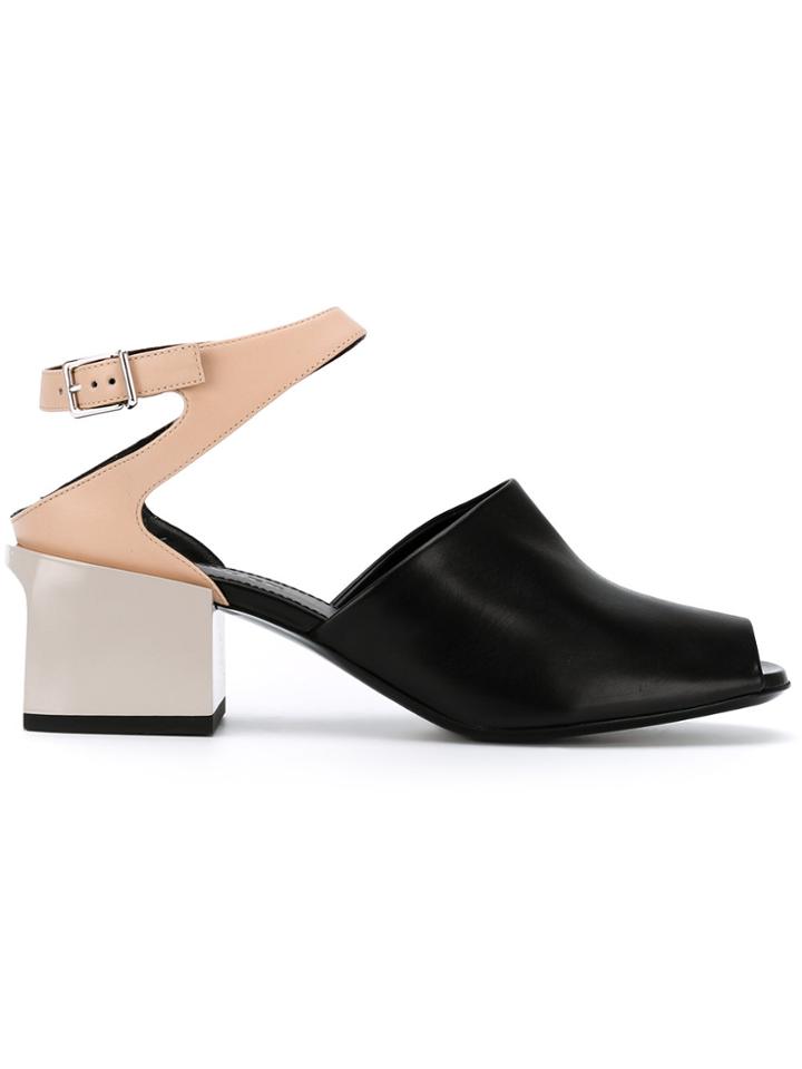 Jil Sander Contrast Panel Sandals - Black