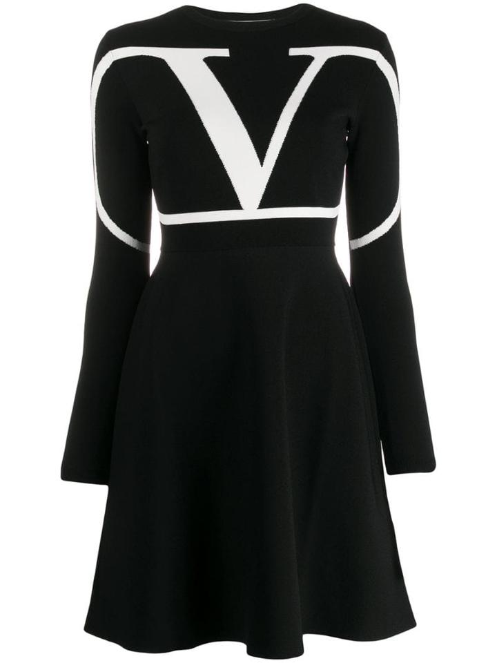 Valentino V Logo Skater Dress - Black