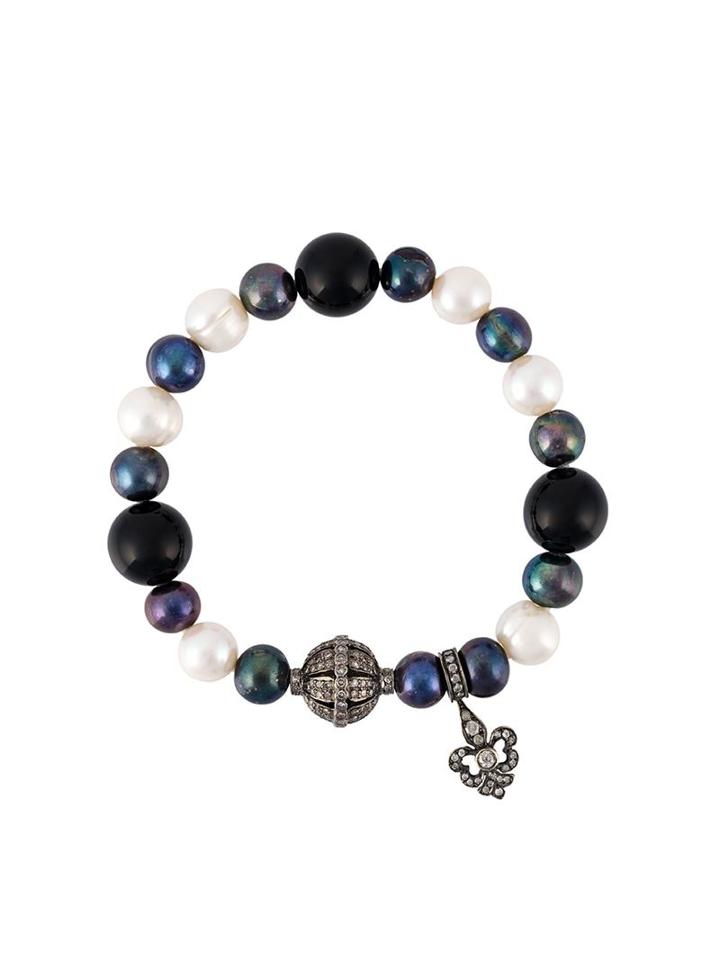 Loree Rodkin Diamond Charm And Pearl Bead Bracelet