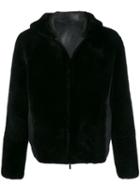 Giorgio Armani Reversible Shearling Hooded Jacket - Black