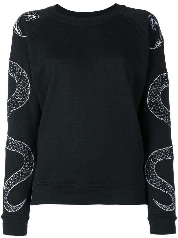 Zoe Karssen Serpent Embroidered Sweatshirt, Women's, Size: Large, Black, Cotton/polyester