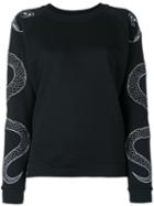Zoe Karssen Serpent Embroidered Sweatshirt, Women's, Size: Large, Black, Cotton/polyester