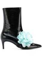 Leandra Medine Flower Ankle Boots - Black