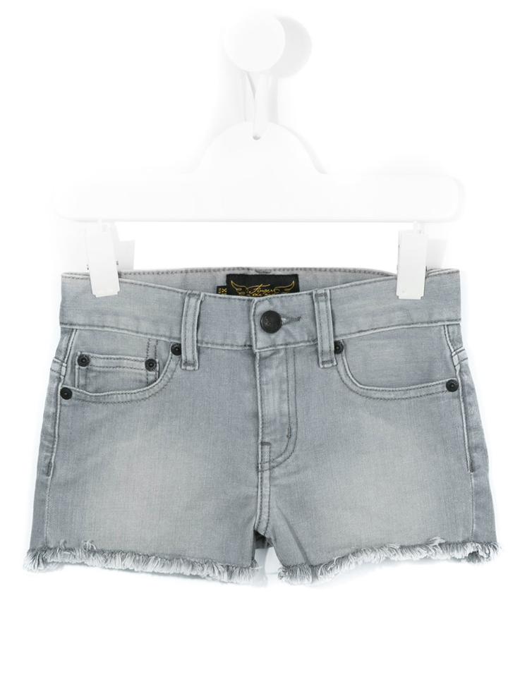 Finger In The Nose Frayed Denim Shorts, Girl's, Size: 10 Yrs, Grey
