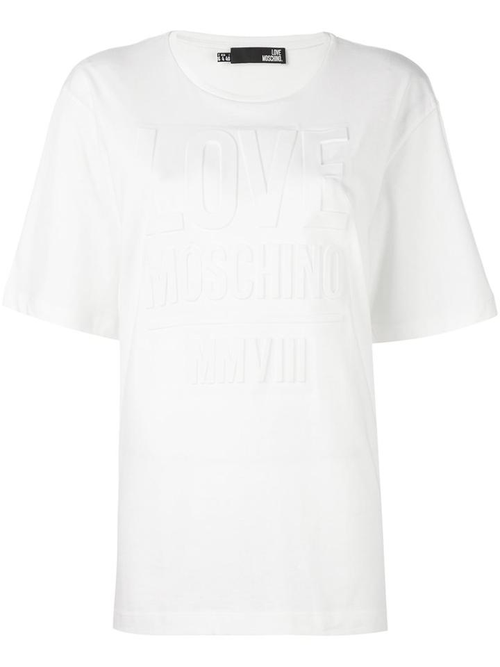 Love Moschino Embossed Logo T-shirt, Women's, Size: 46, White, Cotton