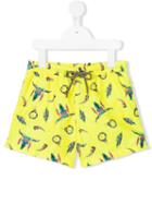 Sunuva - Buffalo Print Swim Shorts - Kids - Polyester - 7 Yrs, Yellow/orange