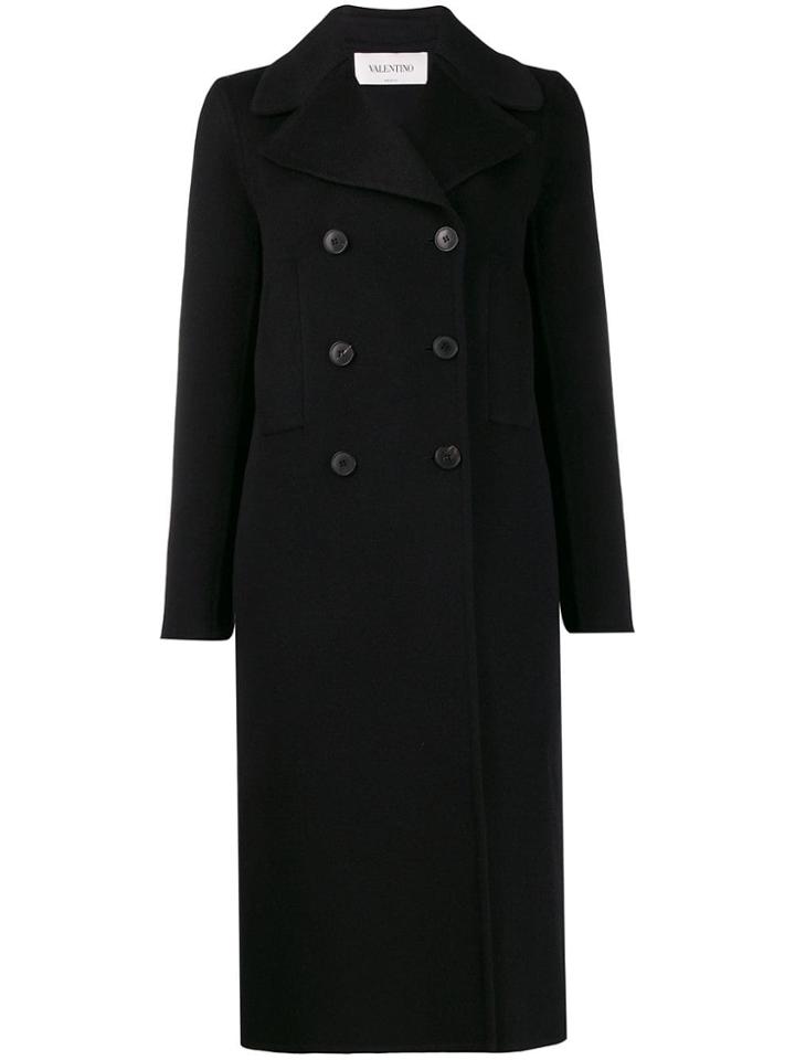 Valentino Cashmere Double-breasted Coat - Black