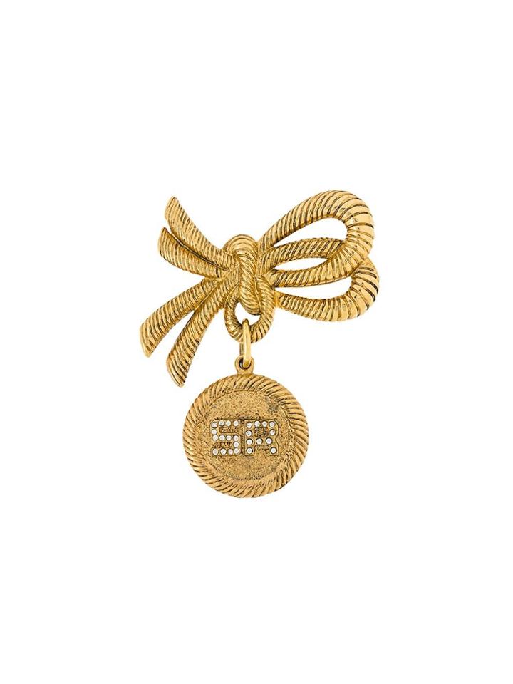 Sonia Rykiel Vintage Logo Brooch - Metallic
