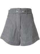 Cédric Charlier Navy Striped Shorts - Blue