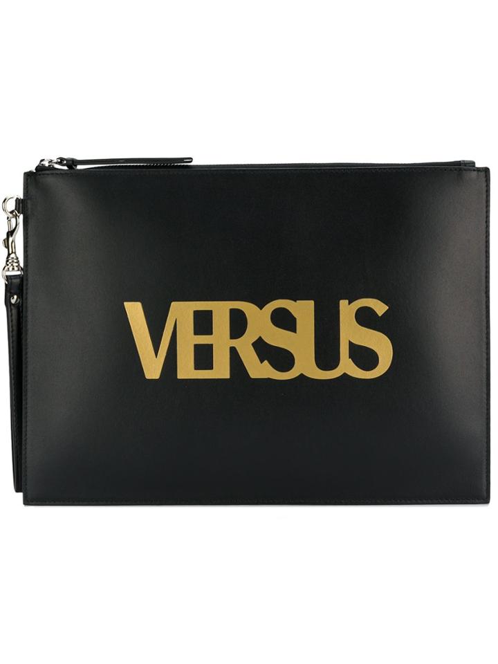 Versus Logo Printed Clutch - Black