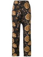 Uma Wang Rose-print Trousers - Black