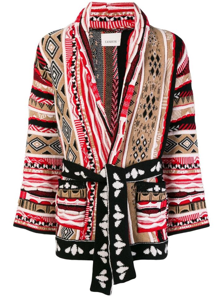 Laneus Intarsia-knit Cardigan - Nude & Neutrals