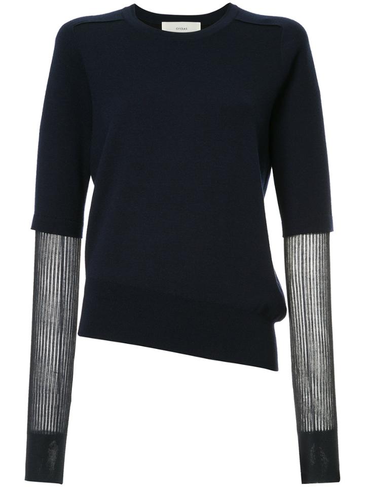 Cyclas Panelled Sleeves Jumper - Blue