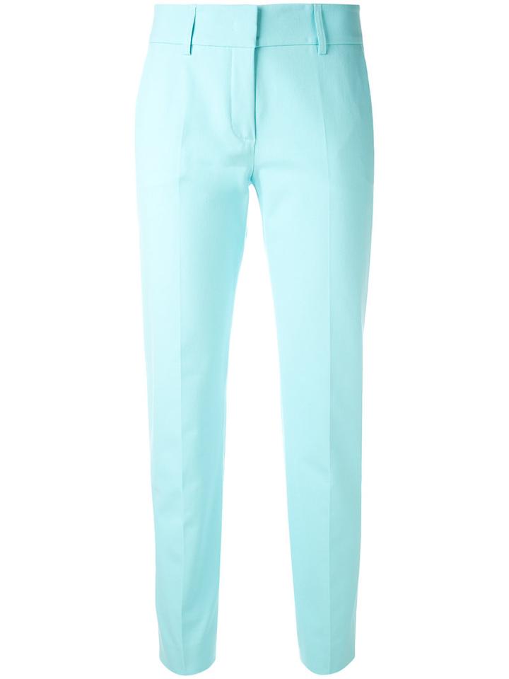 Cropped Trousers - Women - Cotton/spandex/elastane - 42, Blue, Cotton/spandex/elastane, Piazza Sempione