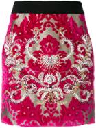 Fausto Puglisi Damask Embellished Skirt - Pink & Purple