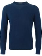 Z Zegna Crew Neck Sweater, Men's, Size: Xl, Blue, Polyamide/cashmere