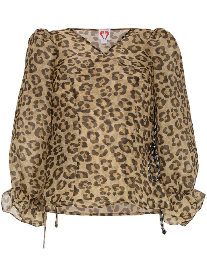 Shrimps Nero Leopard-print Organza Top - Brown