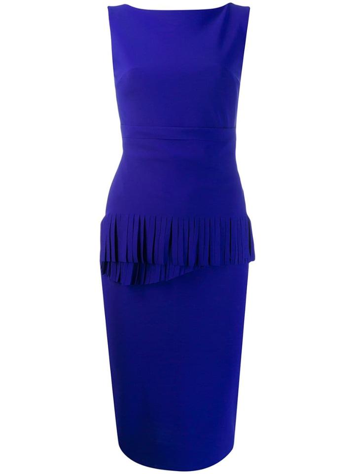 Le Petite Robe Di Chiara Boni Fringed Detail Fitted Dress - Blue