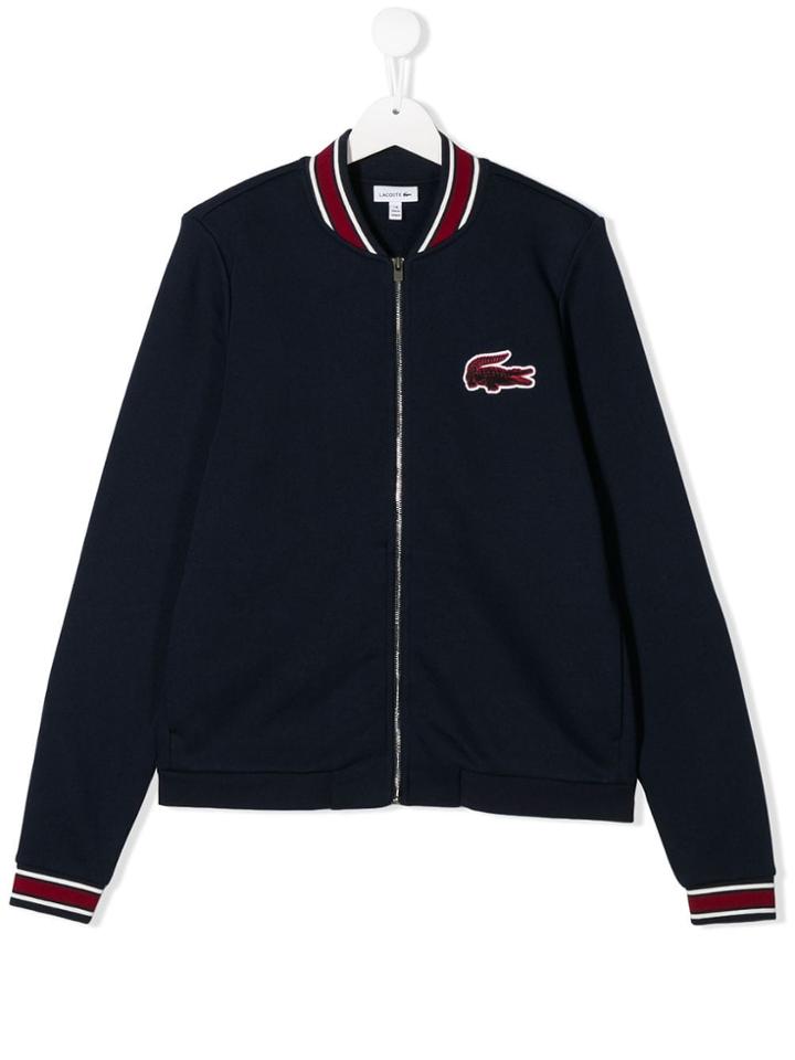 Lacoste Kids Embroidered Logo Bomber Jacket - Blue
