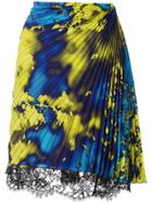 Msgm Pleated Lace Hem Mini Skirt - Blue