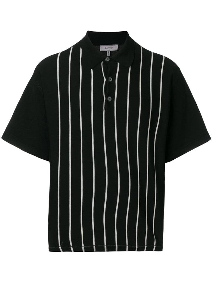Lanvin Striped Front Polo Shirt - Black