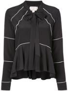 Nicole Miller Contrast Trim Blouse - Black
