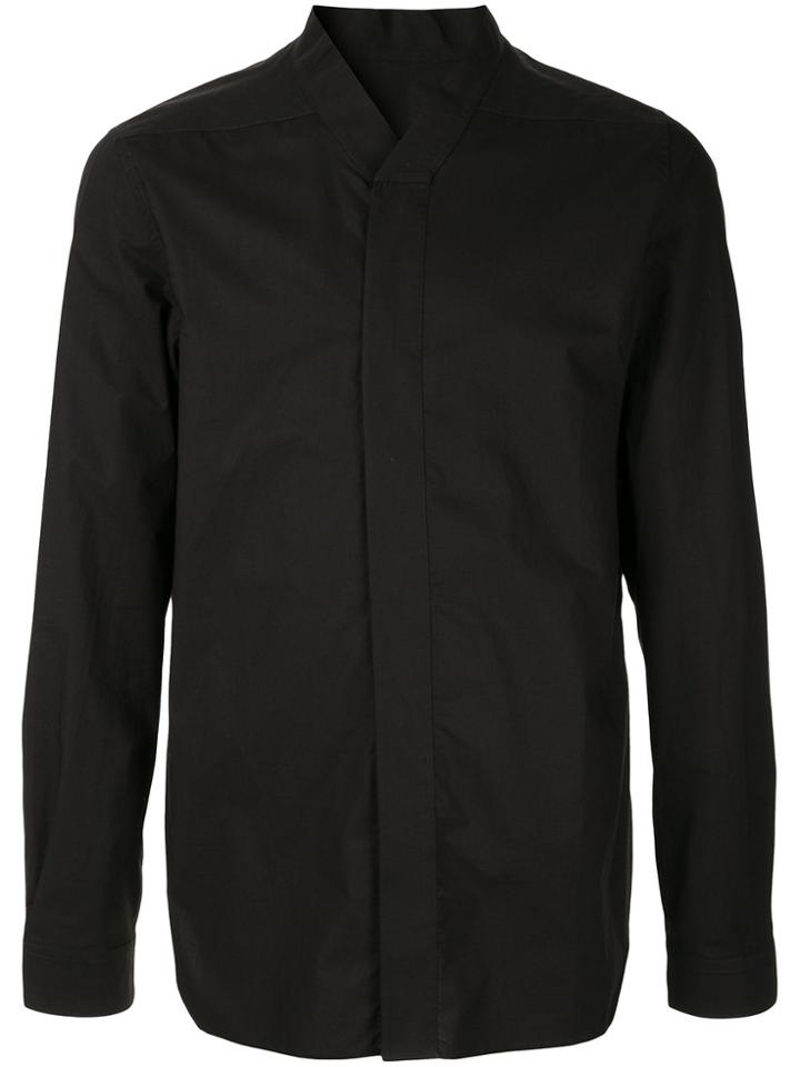 Rick Owens Collarless Relaxed-fit Shirt - Black